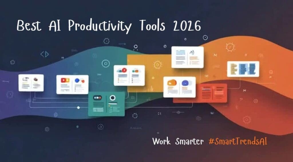 Best AI productivity tools 2026 overview featuring 12 AI tools for business, automation, and workflow optimization to work smarter