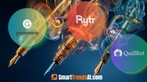 Grammarly vs Rytr vs QuillBot comparison 2026 — three AI writing tools three different jobs SmartTrendsAI