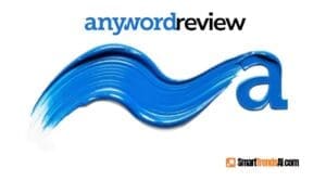 Anyword review 2026 — blue paint stroke forming the Anyword "a" icon shape
