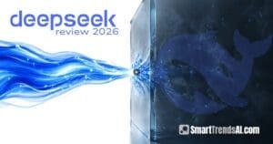 DeepSeek AI review 2026 — fast and cheap on the left, privacy barrier on the right